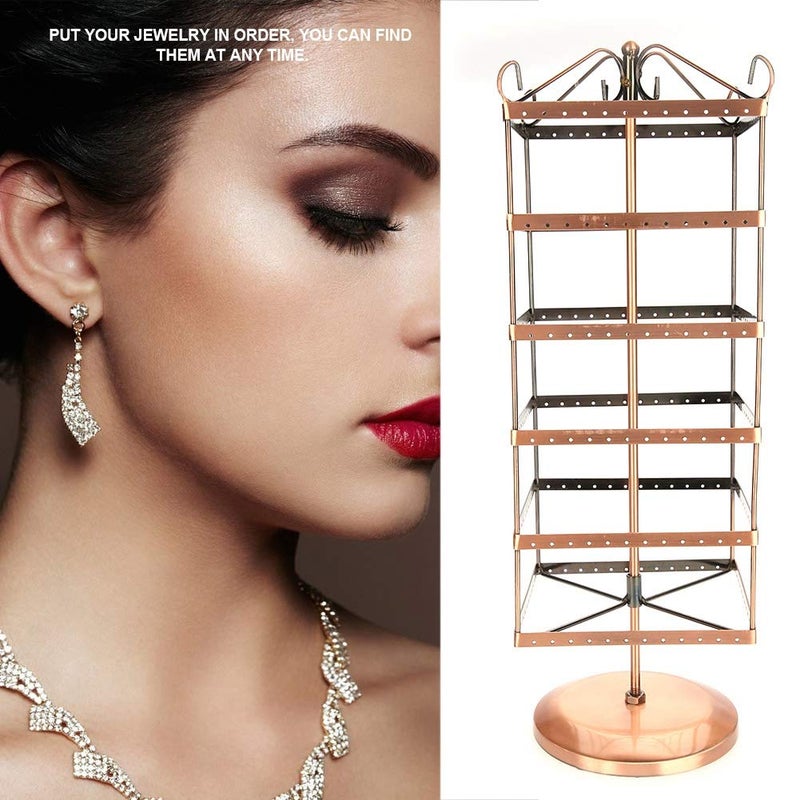 woobles Six Layers Stand Metal Jewelry Organizer Boxs, 288 Holes Rotatable Jewelry Earrings Necklace Bracelet Storage Tree Tower Display Holder - Image 2